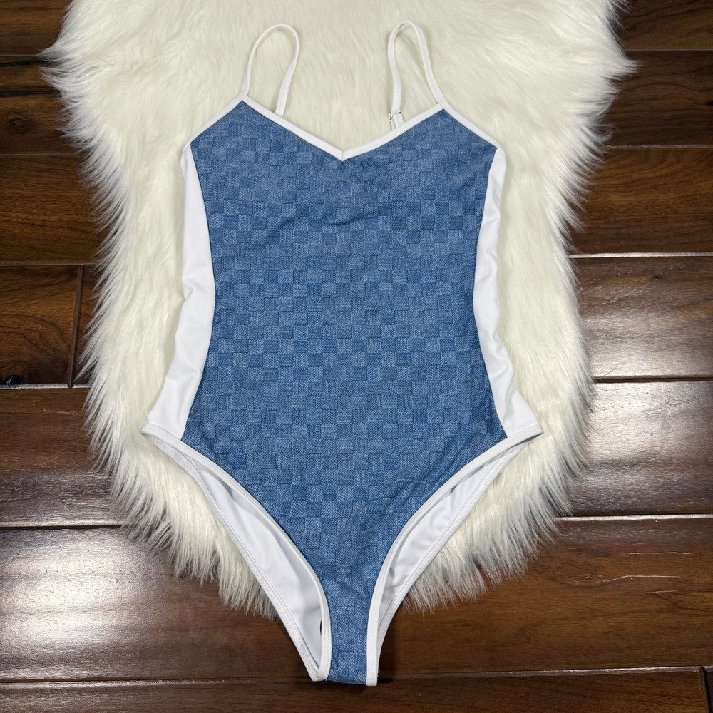 Beach Riot Women's Size XS Blue Denim Daze Harmony One Piece Swim Suit NO BELT